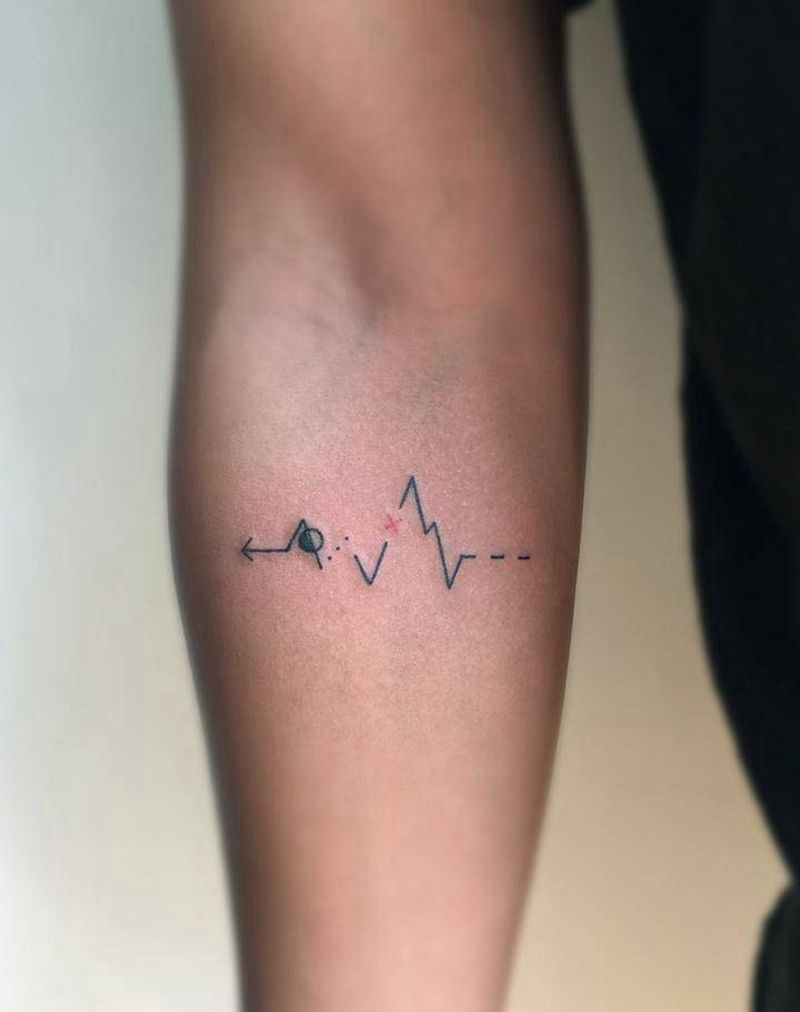 心电图纹身图片_手臂图腾纹身图案