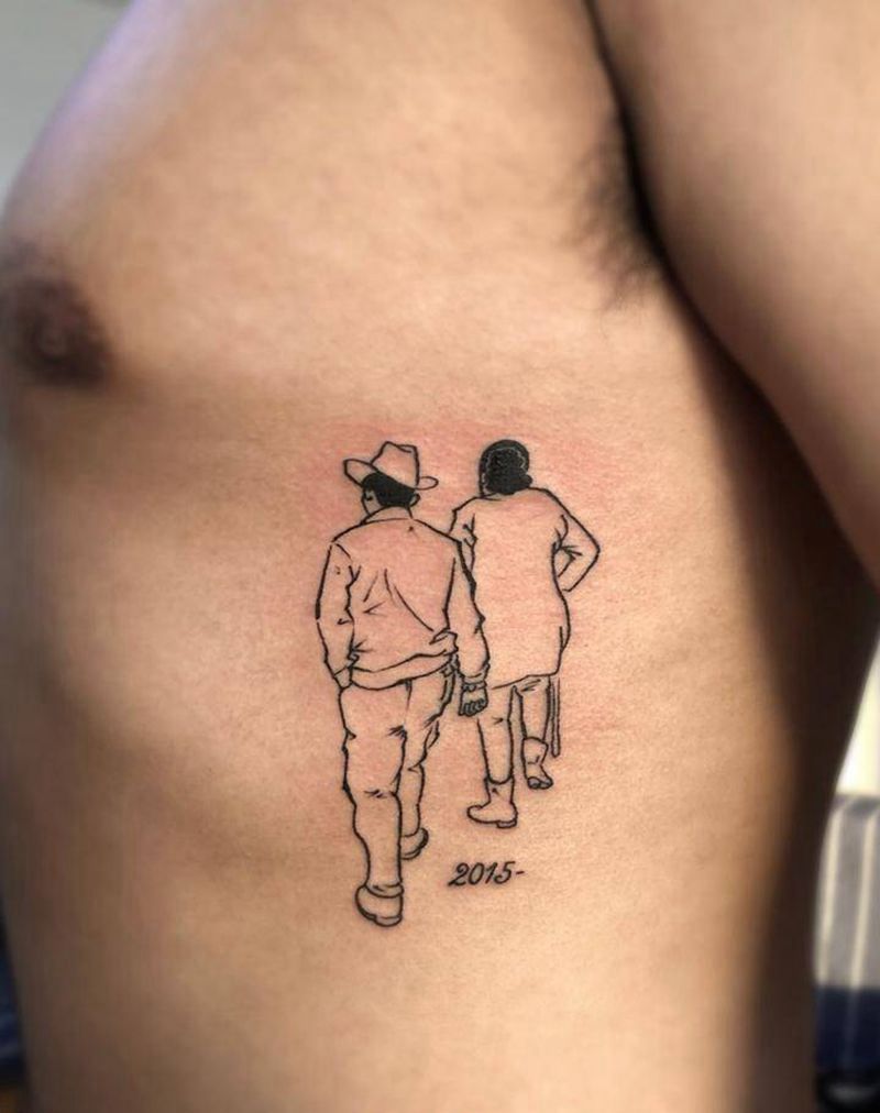 人物轮廓纹身图片_腰部图腾纹身图案