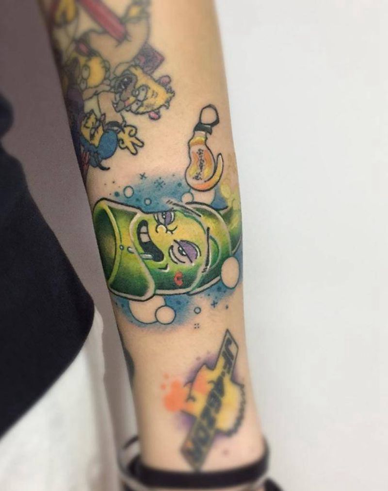 乐堡啤酒纹身图片_手臂New School纹身图案