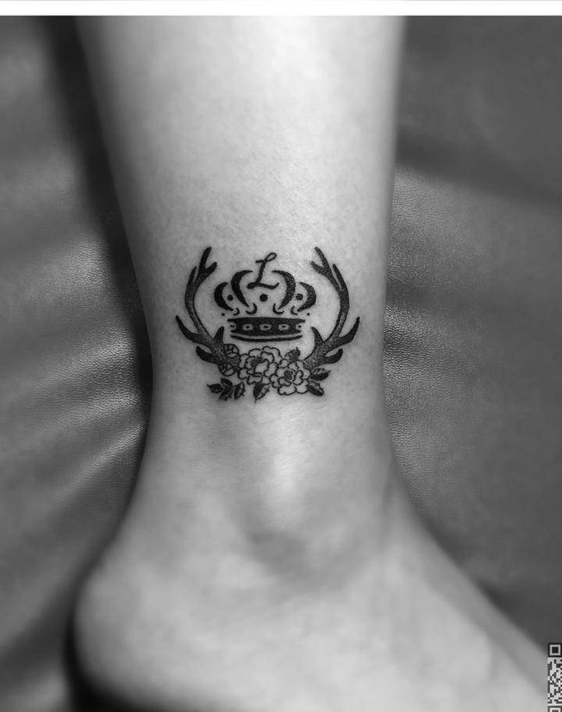 混搭纹身图片_成品腿部清新动物静物字符图腾纹身图案