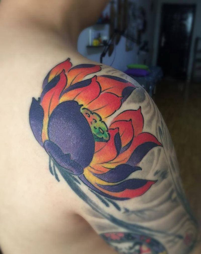 遮盖纹身图片_肩部新传统纹身图案