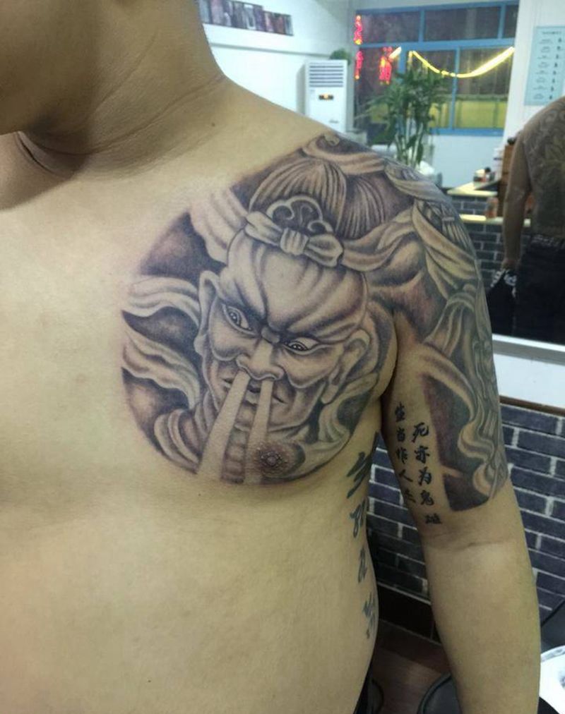 哼哈二将纹身图片