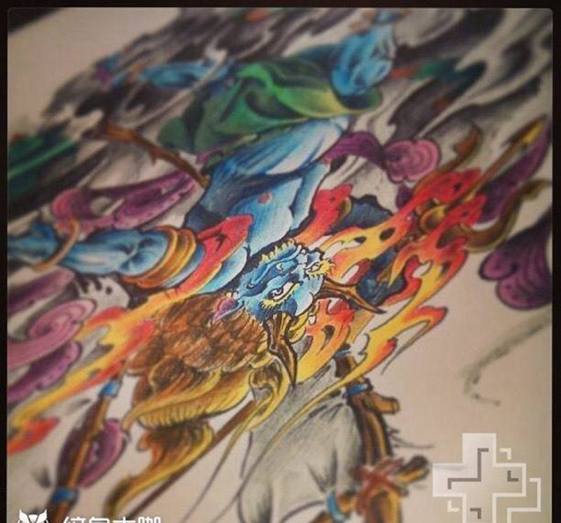 夜叉纹身图片_手稿肩部胸部腰部背部手臂腿部传统鬼神原创纹身图案