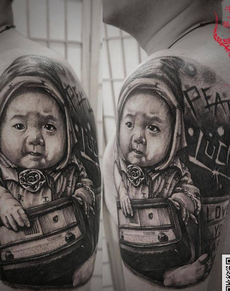 肖像纹身图片_手臂欧美写实纹身图案