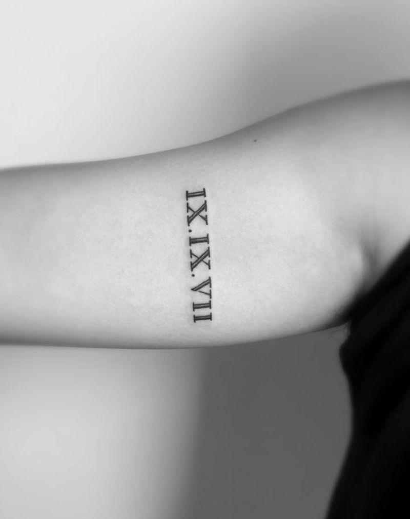 罗马数字纹身图片_成品手臂清新字符图腾纹身图案