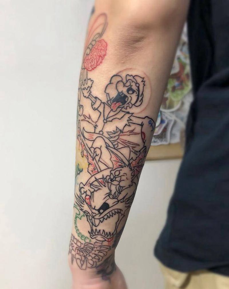 动画人物纹身图片_手臂New School纹身图案