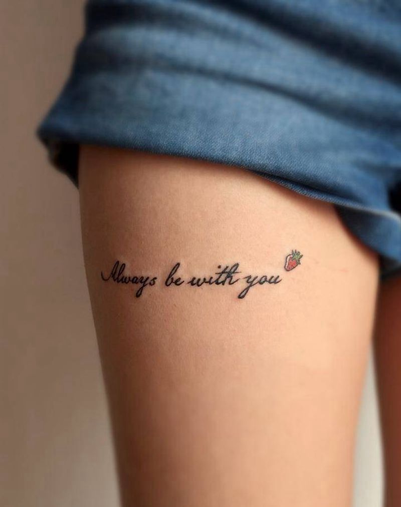 英文纹身图片_成品腿部清新字符植物图腾纹身图案