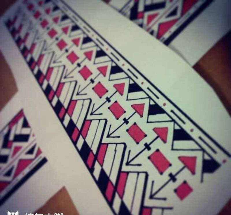 玛雅图腾纹身图片_手稿手臂腿部习俗图腾原创纹身图案