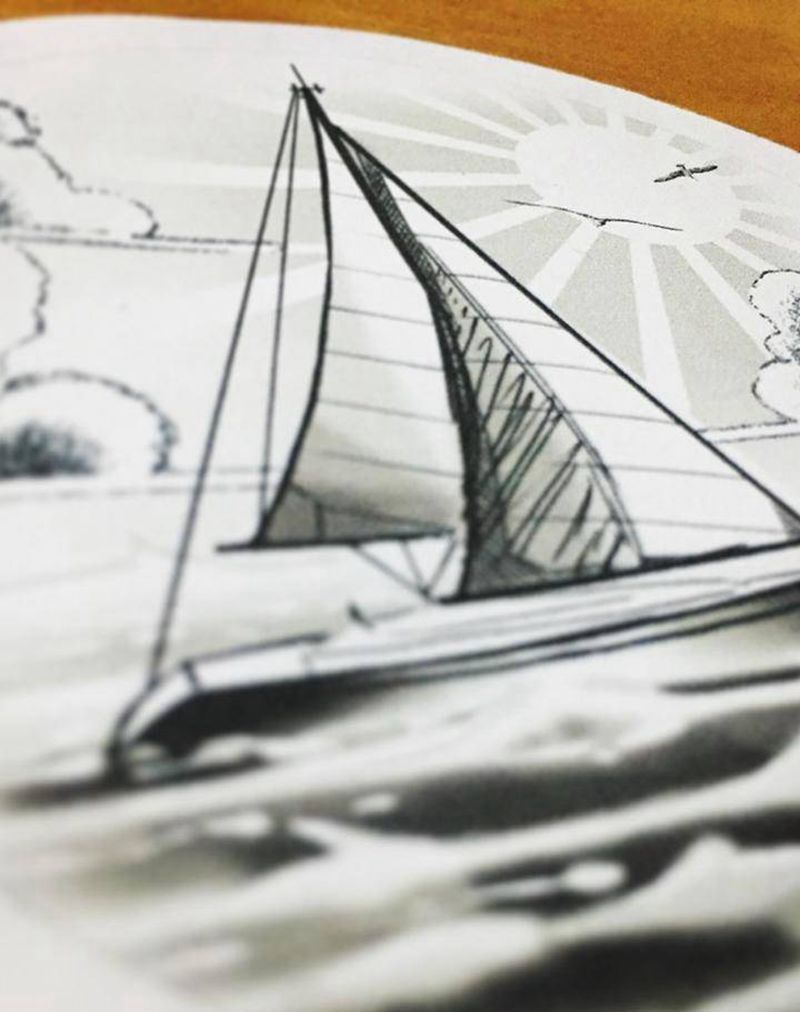 帆船纹身图片_肩部New School纹身图案