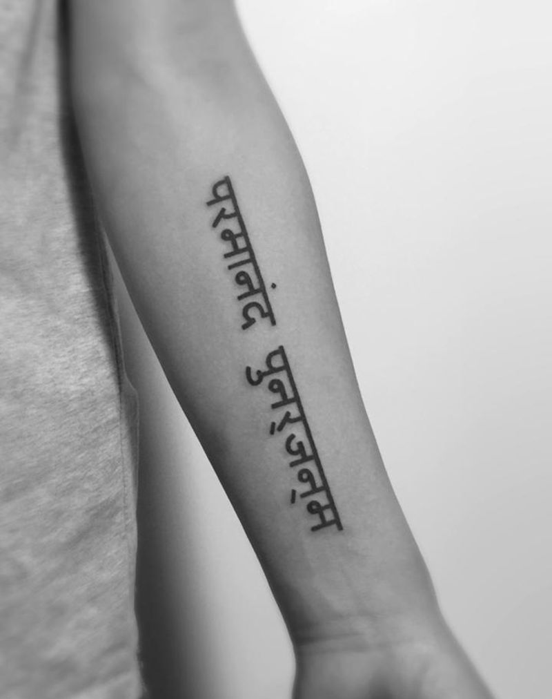 极乐往生纹身图片_成品手臂清新字符图腾纹身图案