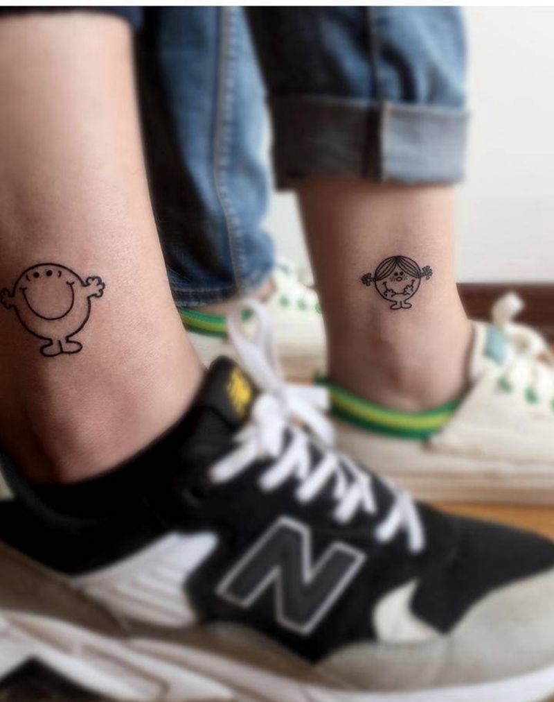 情侣纹身纹身图片_成品腿部清新图腾纹身图案