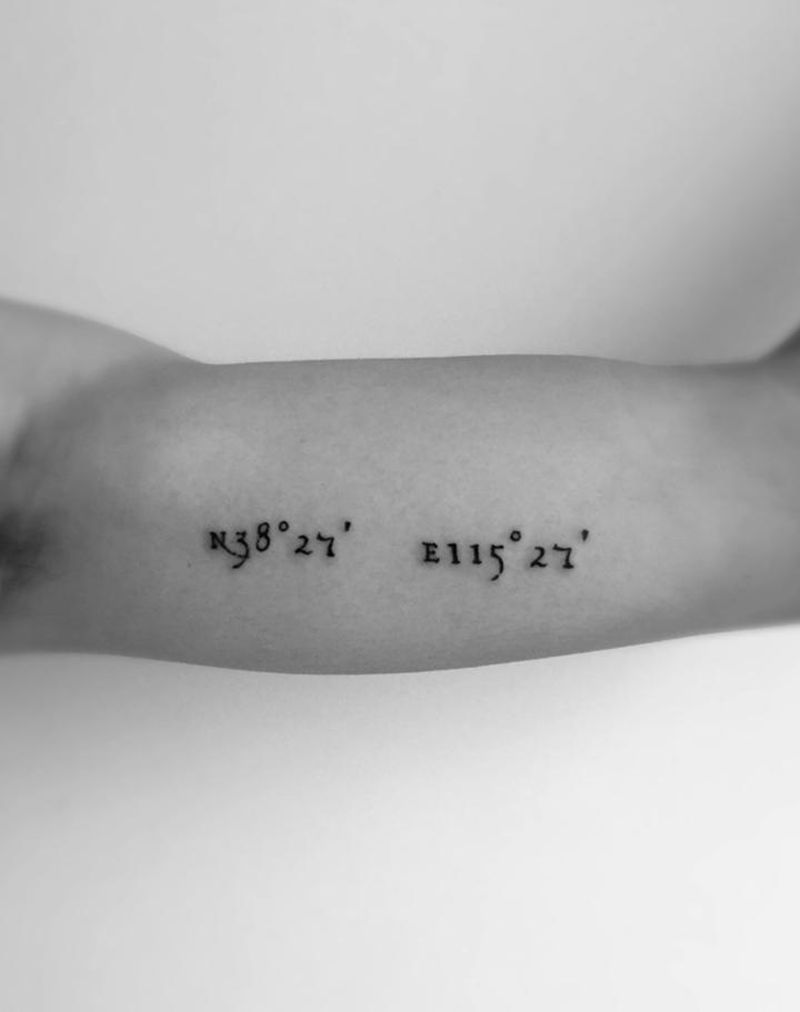 坐标纹身图片_成品手臂清新字符图腾纹身图案