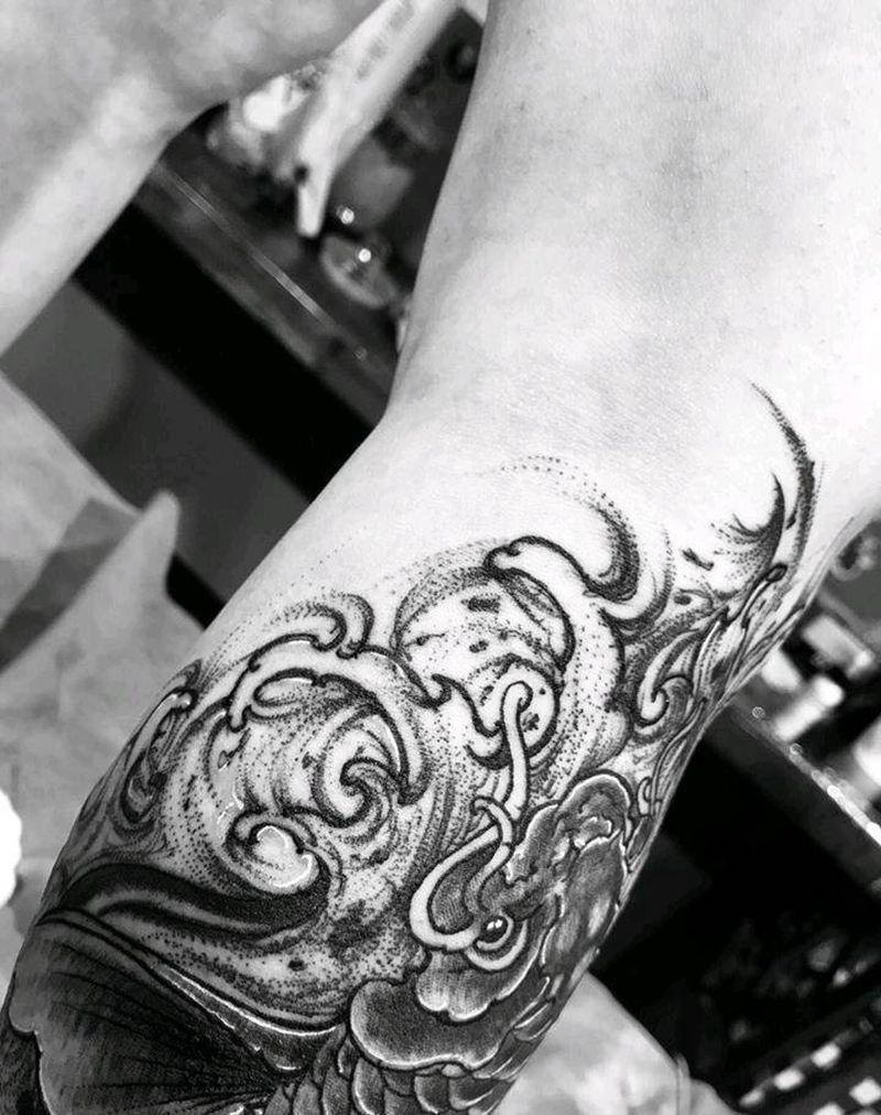 小腿鱼纹身图片_腿部新传统纹身图案