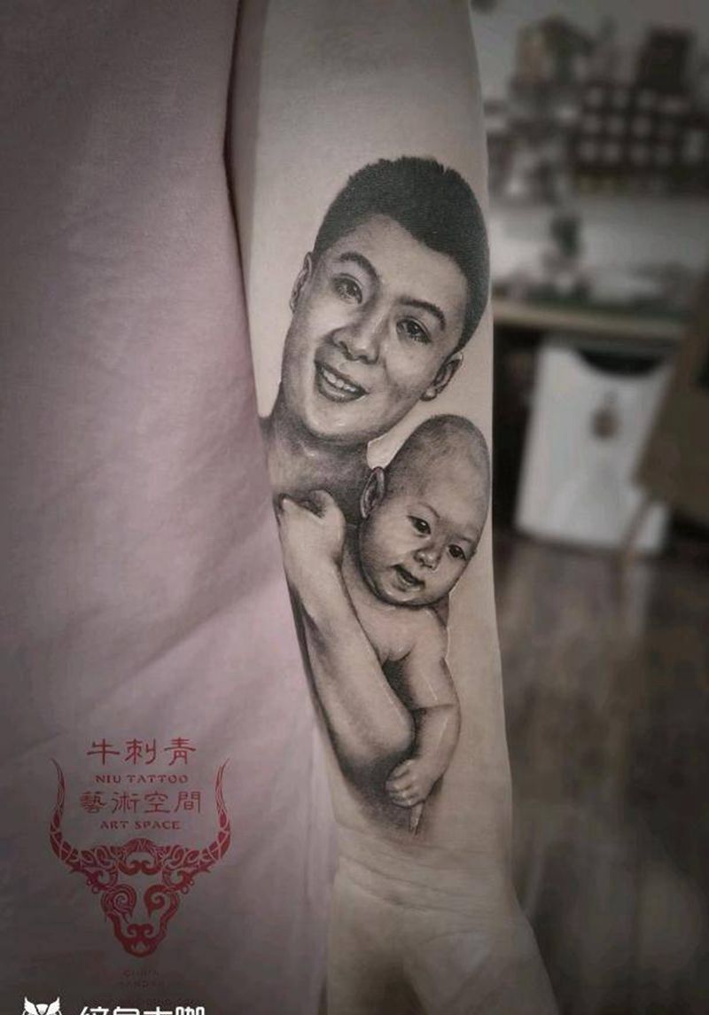 素描肖像纹身图片_手臂欧美写实纹身图案