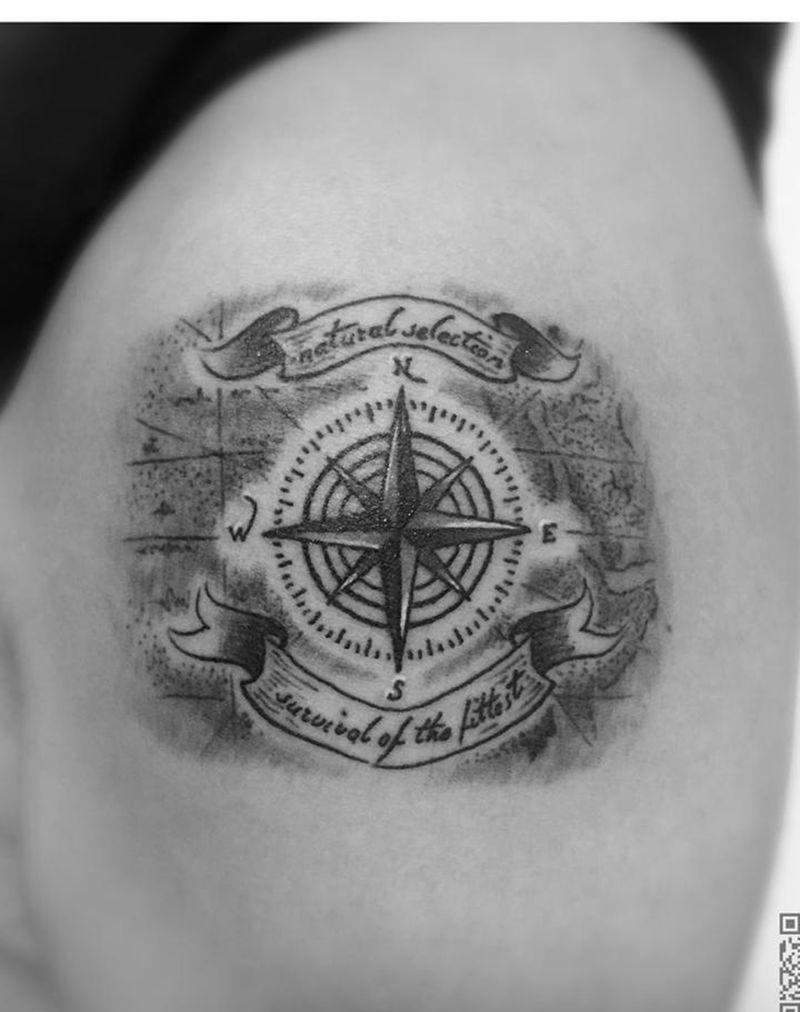 指南针纹身图片_成品手臂欧美清新字符静物图腾原创纹身图案