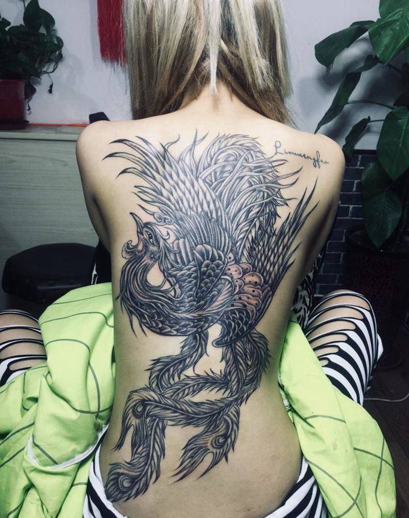 凤凰打雾纹身图片_成品纹身图案