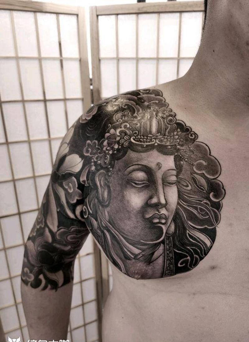 未完待续纹身图片_胸部新传统纹身图案