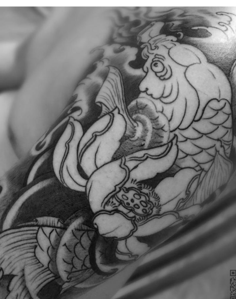 鲤鱼纹身图片_成品手臂传统动物植物原创纹身图案