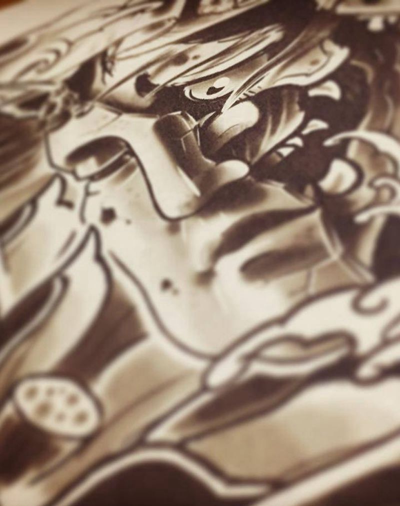 一念之间纹身图片_手稿肩部胸部背部手臂腿部传统宗教植物原创纹身图案