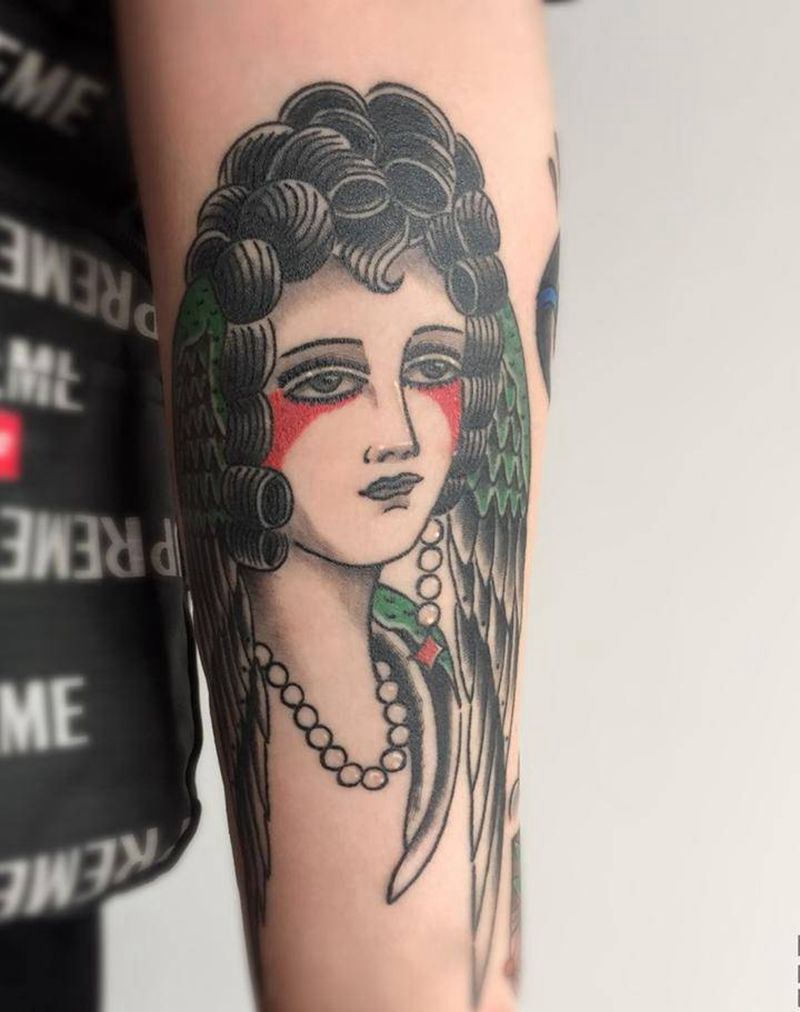 old school纹身图片_成品手臂欧美清新人物动物纹身图案