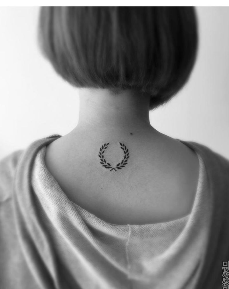 麦穗纹身图片_成品背部清新图腾纹身图案