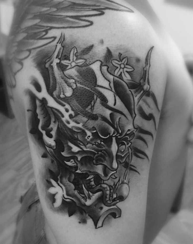 般若纹身图片_成品手臂传统鬼神原创纹身图案