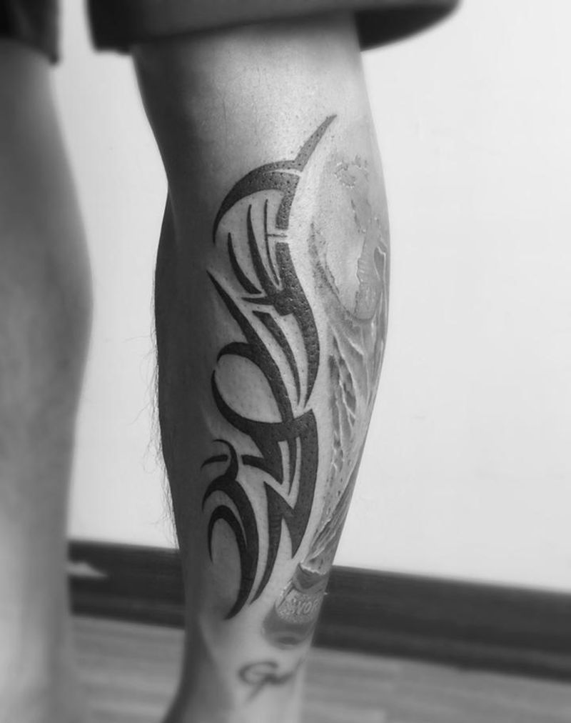 ▪️⬛️图腾⬛️▪️纹身图片_成品腿部清新图腾纹身图案