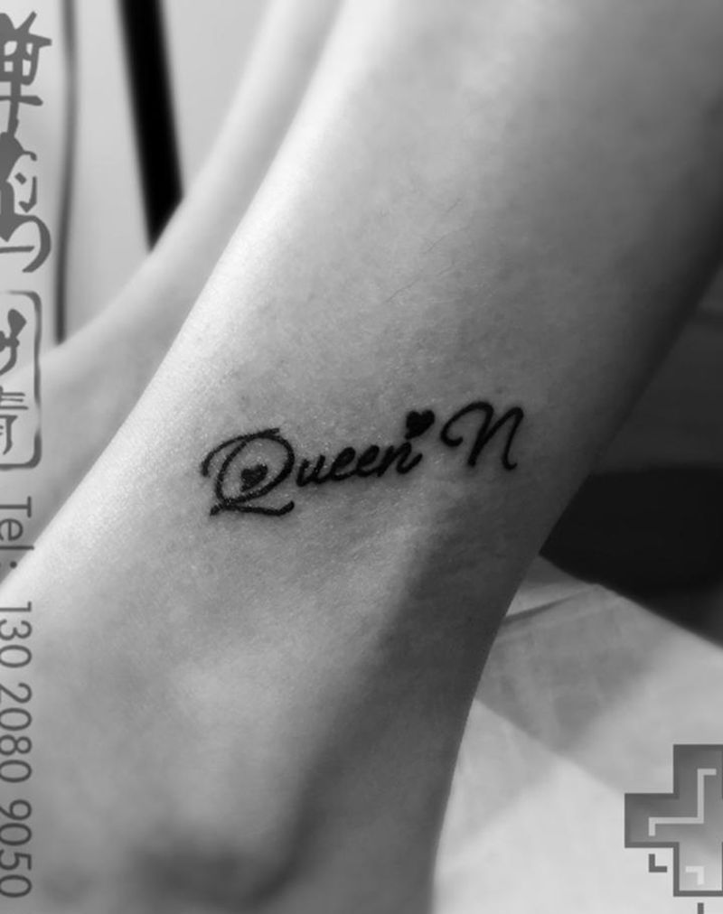 小清新纹身纹身图片_成品腿部清新几何字符图腾纹身图案