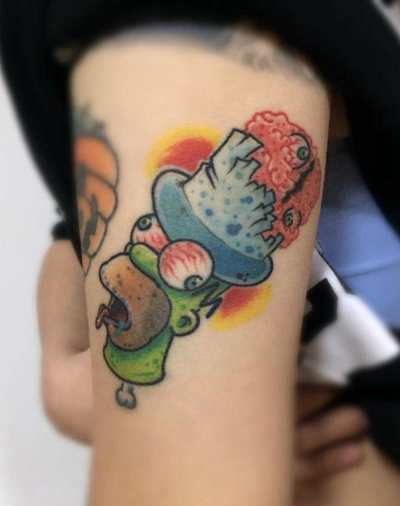 辛普森纹身图片_成品手臂欧美清新原创纹身图案