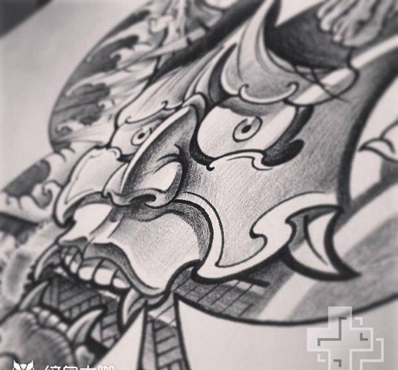♣️般若纹身图片_手稿肩部胸部腰部背部手臂腿部传统鬼神原创纹身图案