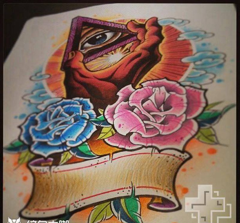 全知之眼纹身图片_手稿肩部胸部腰部背部手臂腿部欧美静物原创纹身图案