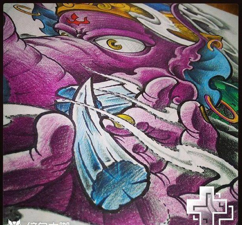 象神纹身图片_手稿肩部胸部腰部背部手臂腿部传统鬼神原创纹身图案