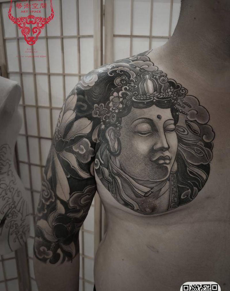 佛纹身图片_手臂肩部新传统老传统纹身图案