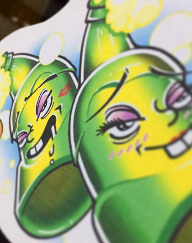 乐堡啤酒纹身图片_手臂New School纹身图案