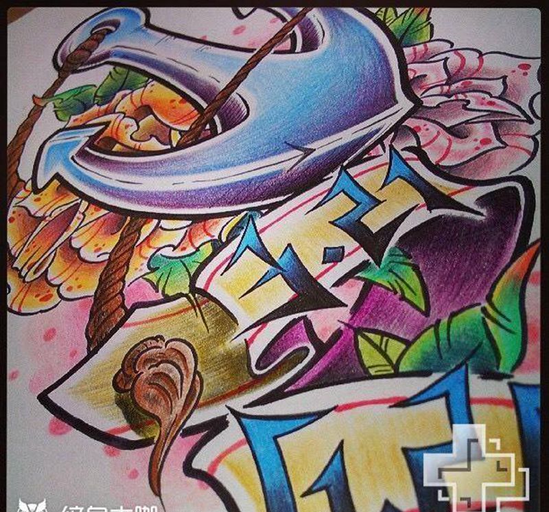 船锚 情侣款纹身图片_手稿肩部胸部腰部背部手臂腿部欧美静物原创纹身图案