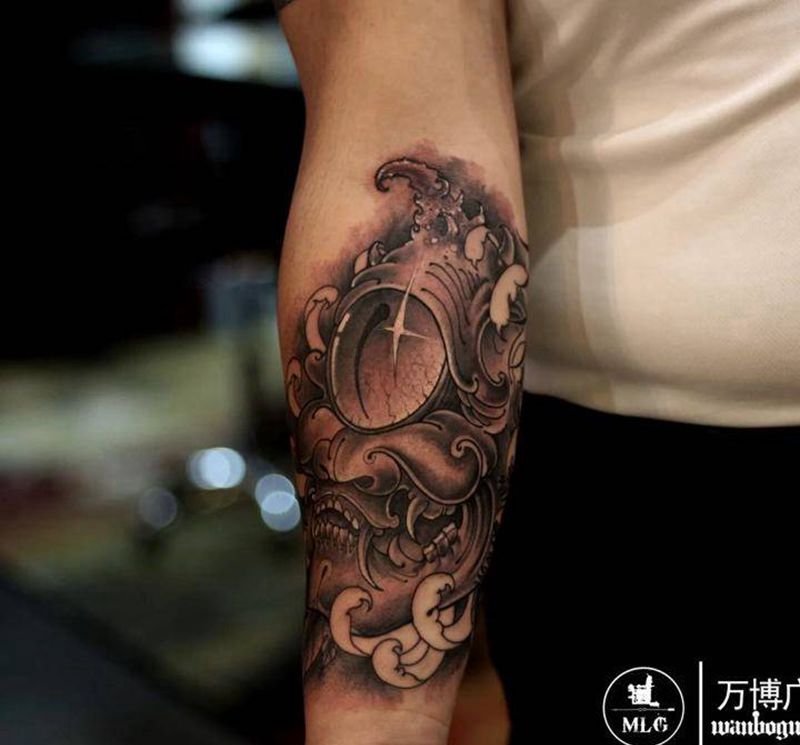 school 般若纹身图片_成品手臂欧美传统人物鬼神原创纹身图案