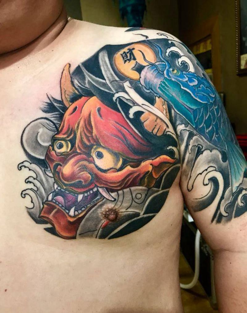 彩色覆盖半胛纹身图片