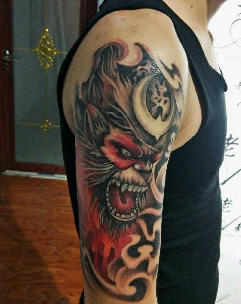 悟空纹身图片_手臂老传统纹身图案