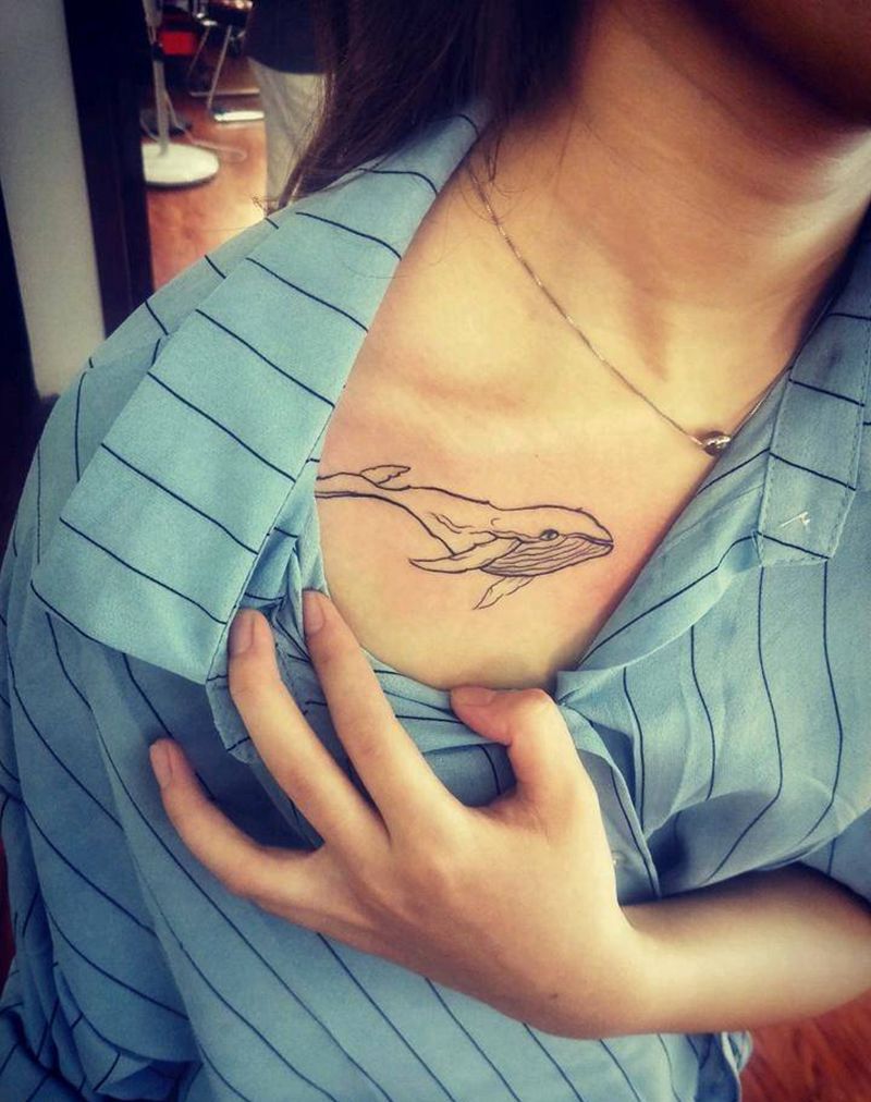 小小清新纹身图片_胸部几何纹身图案