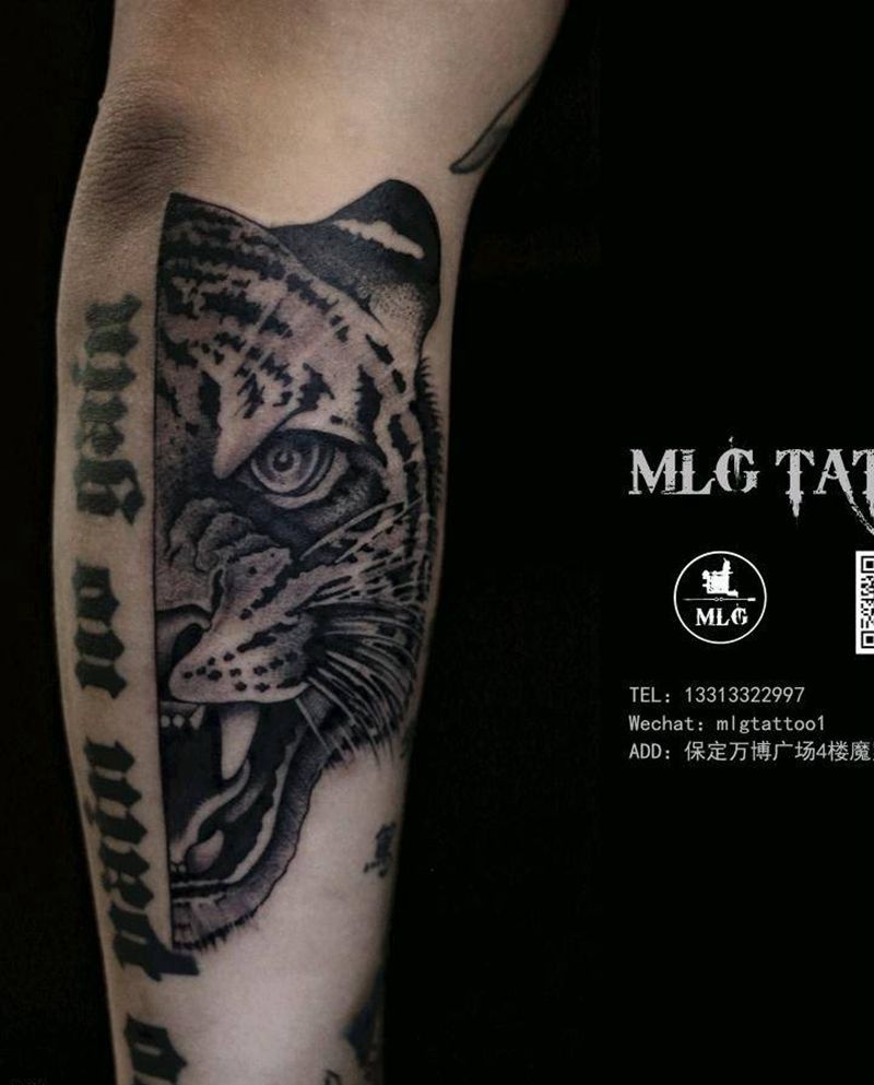 半面老虎纹身图片