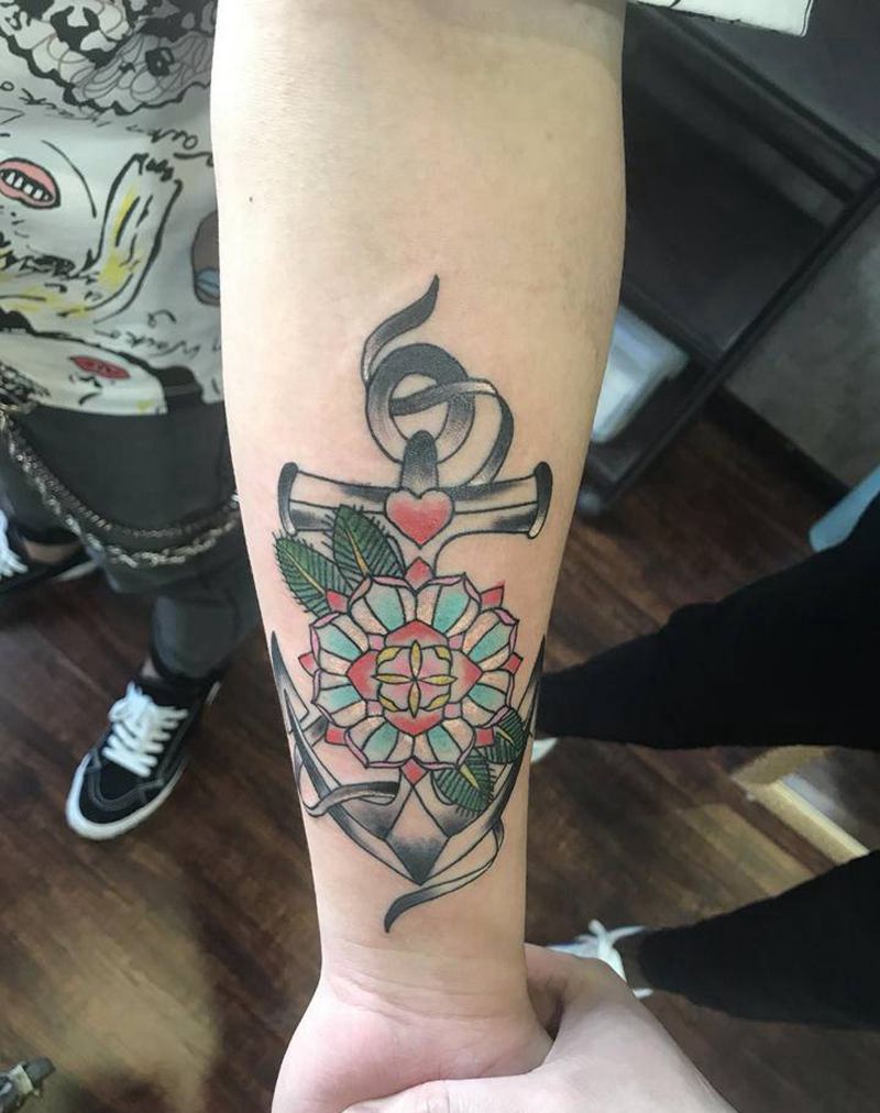 船锚纹身图片_手臂New School纹身图案