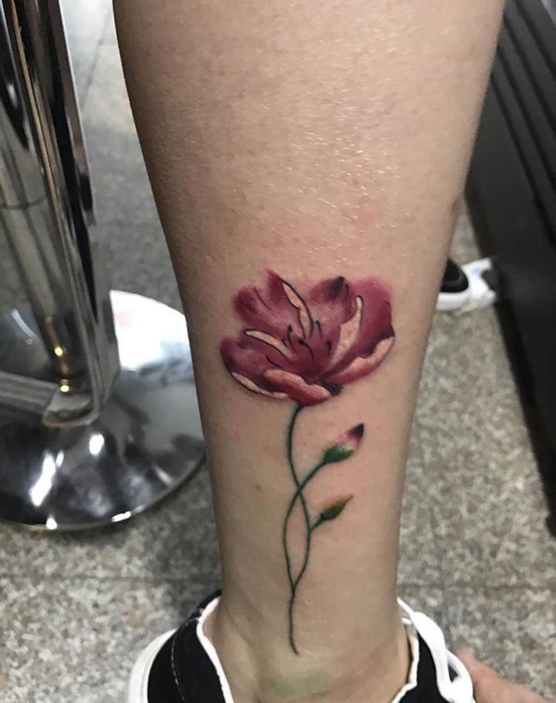 老店的作品纹身图片_腿部水彩纹身图案