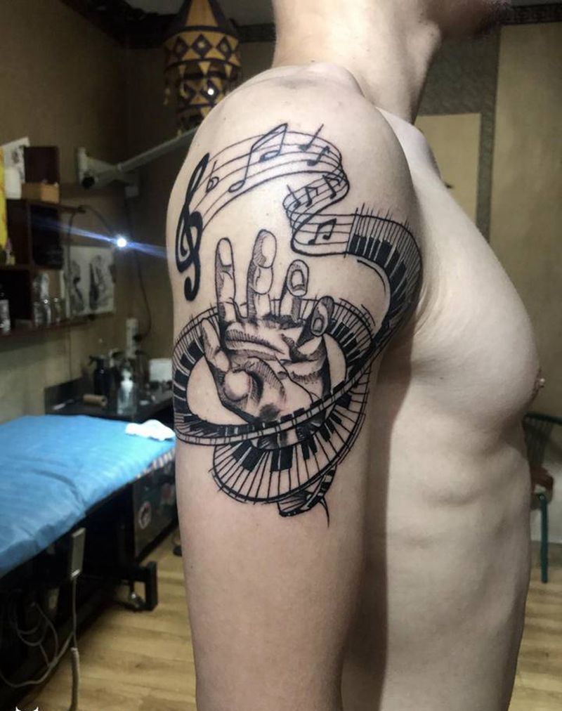 音乐家之声纹身图片_手臂纹身图案