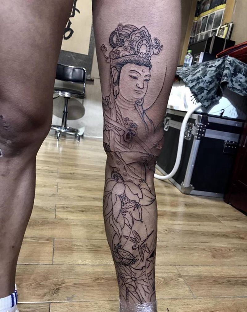 花腿割线(未完成)纹身图片_腿部纹身图案