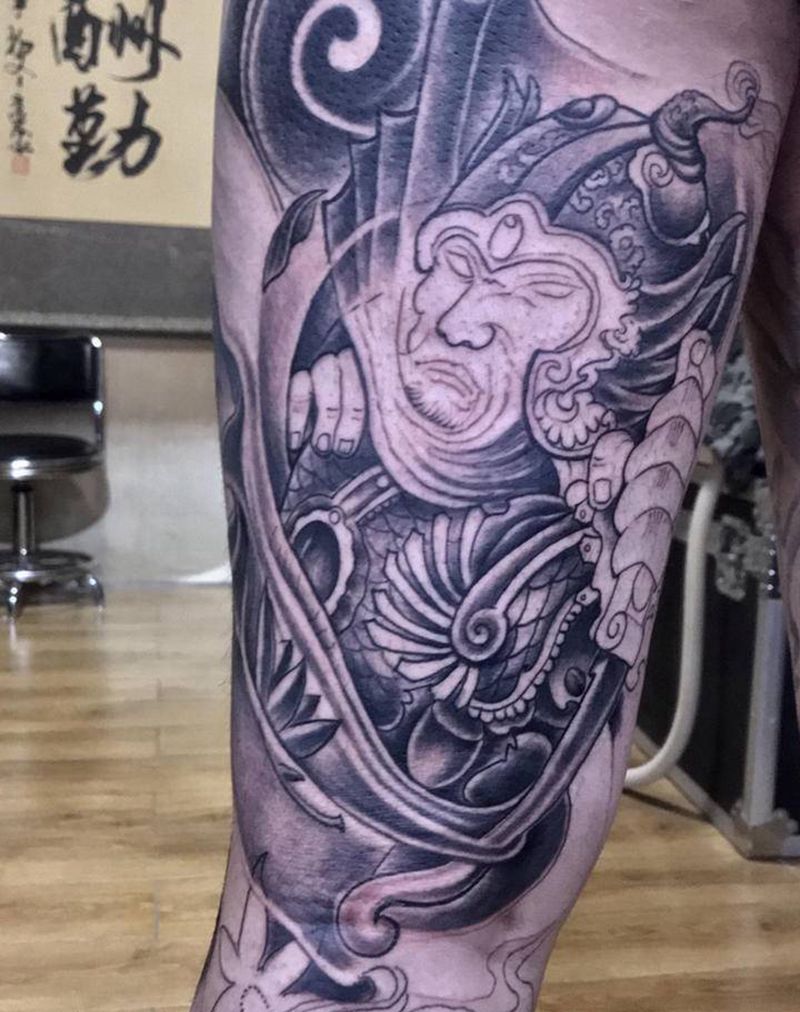 古典人物（未完成）纹身图片_腿部纹身图案