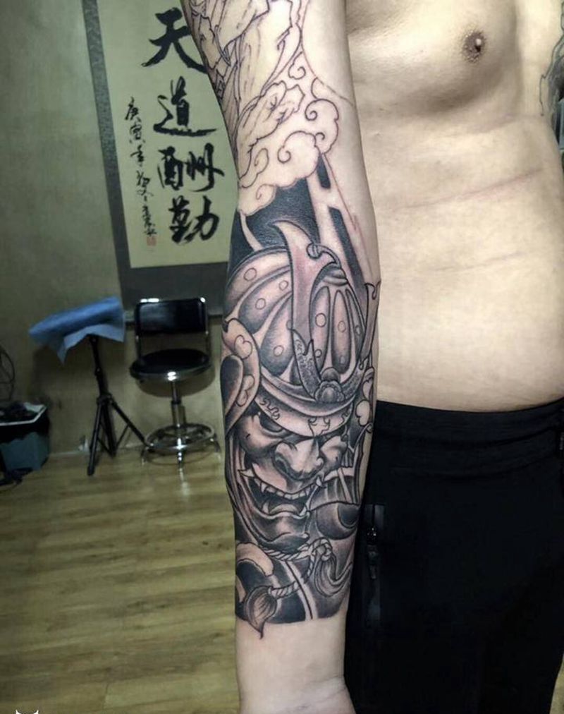 日本武士纹身图片_手臂纹身图案