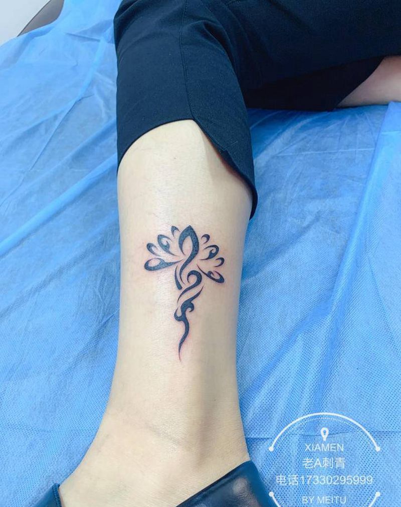 火焰图腾纹身图片_腿部图腾纹身图案