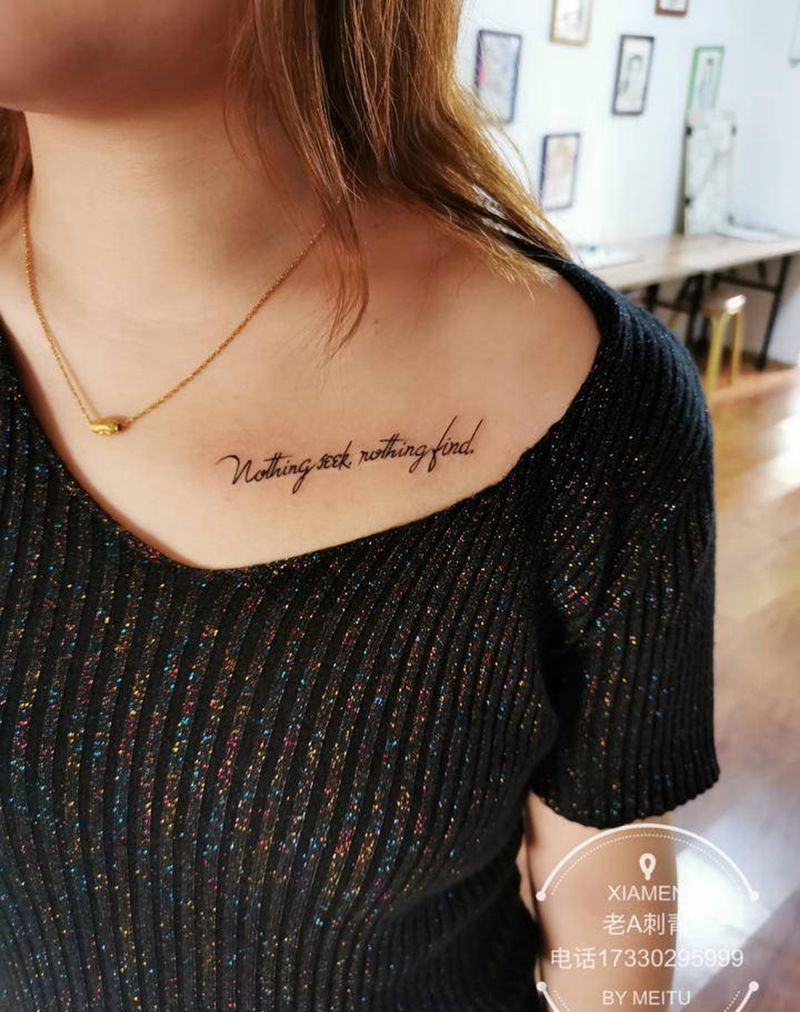 英文花体纹身图片_颈部老传统纹身图案