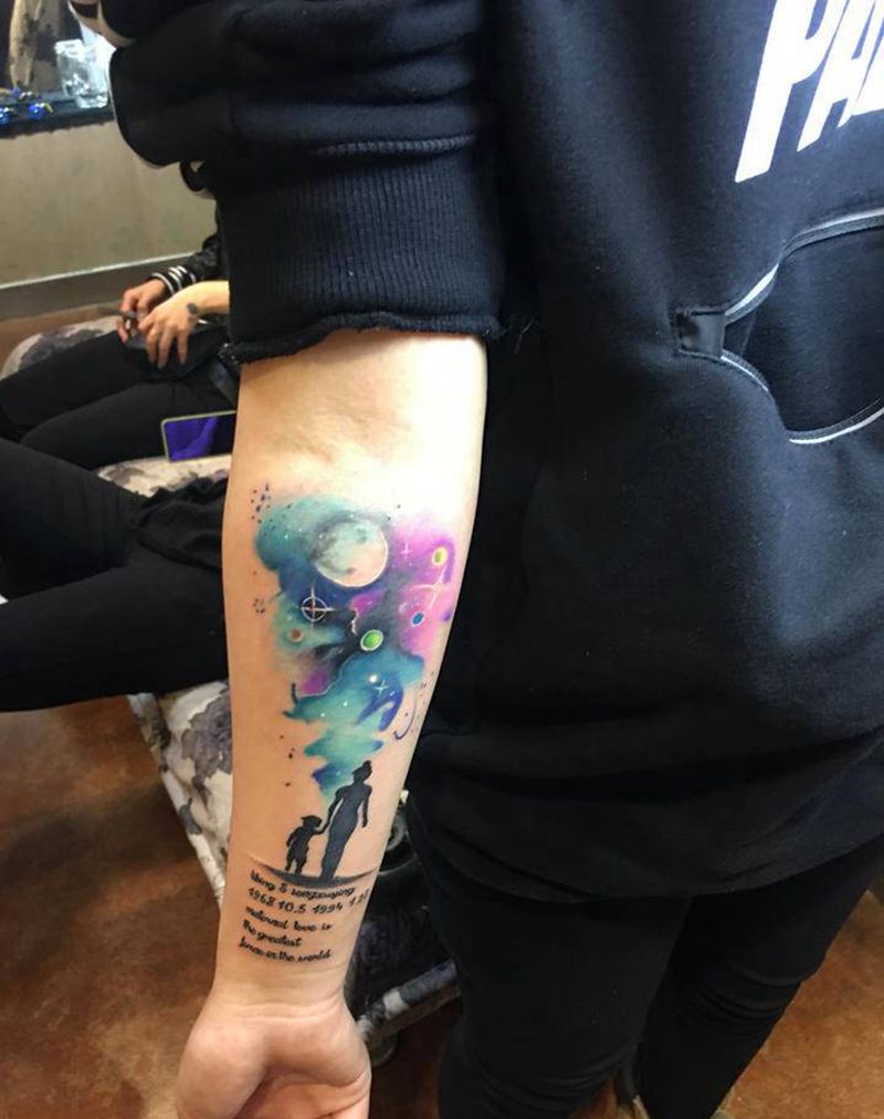 星空下的我们纹身图片_水彩纹身图案