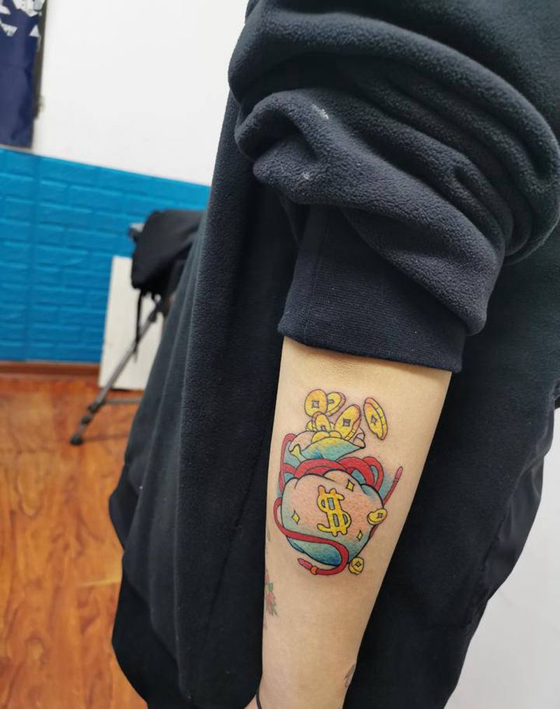 钱包纹身图片_手臂Old SchoolNew School纹身图案